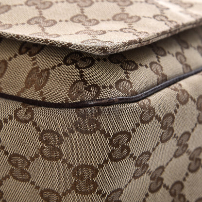 Gucci Monogram Large Flap Messenger Bag Beige Dark Brown 9 of 15