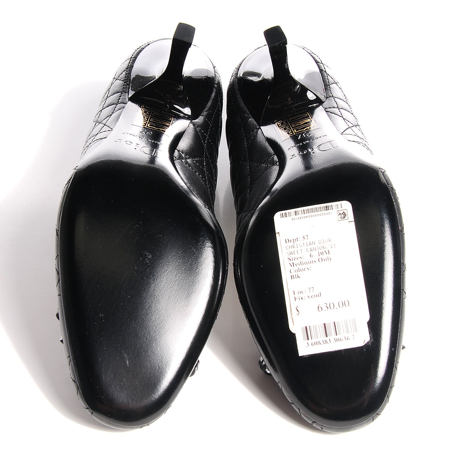 Christian Dior Lambskin Sweet Cannage Pumps 37 Black 5 of 6