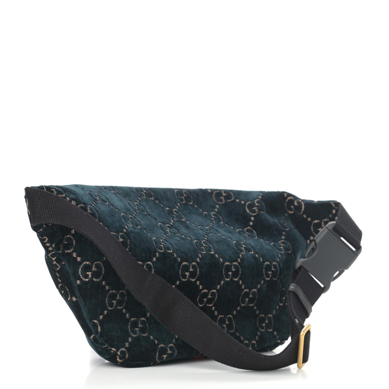 Gucci Velvet GG Monogram Web Belt Bag Blue Beige 3 of 11