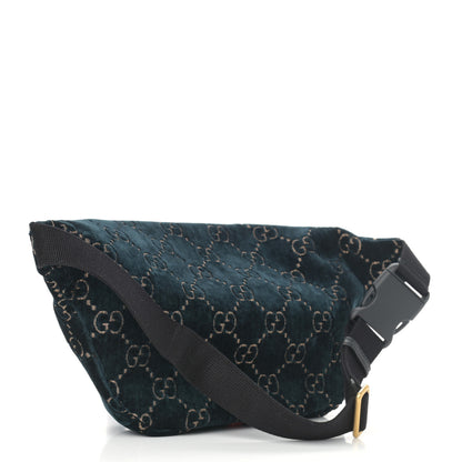 Gucci Velvet GG Monogram Web Belt Bag Blue Beige 3 of 11