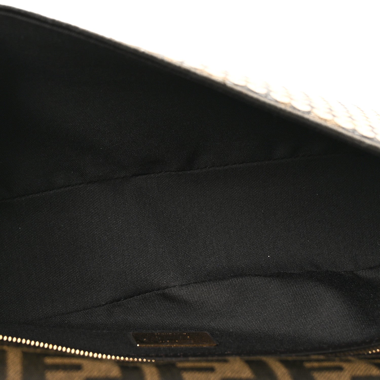 Fendi Fabric Jacquard Paillettes Vitello Seta FF 1974 Baguette Testa di Moro Real Ebano 5 of 10