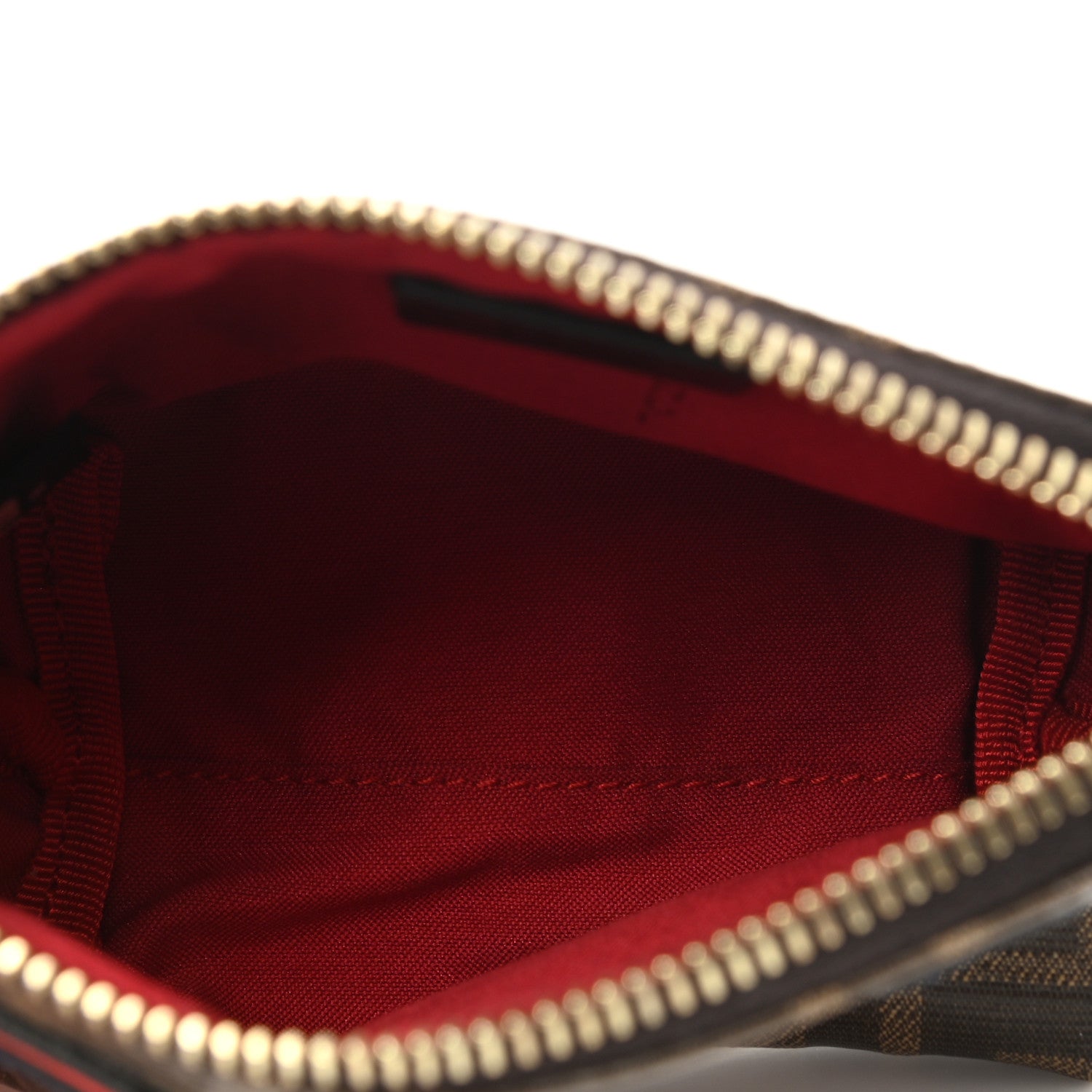 Fendi X FILA Glazed Fabric Vitello Century FF 1974 Mania Beauty Pouch Mogano Panna Blueberry 5 of 8