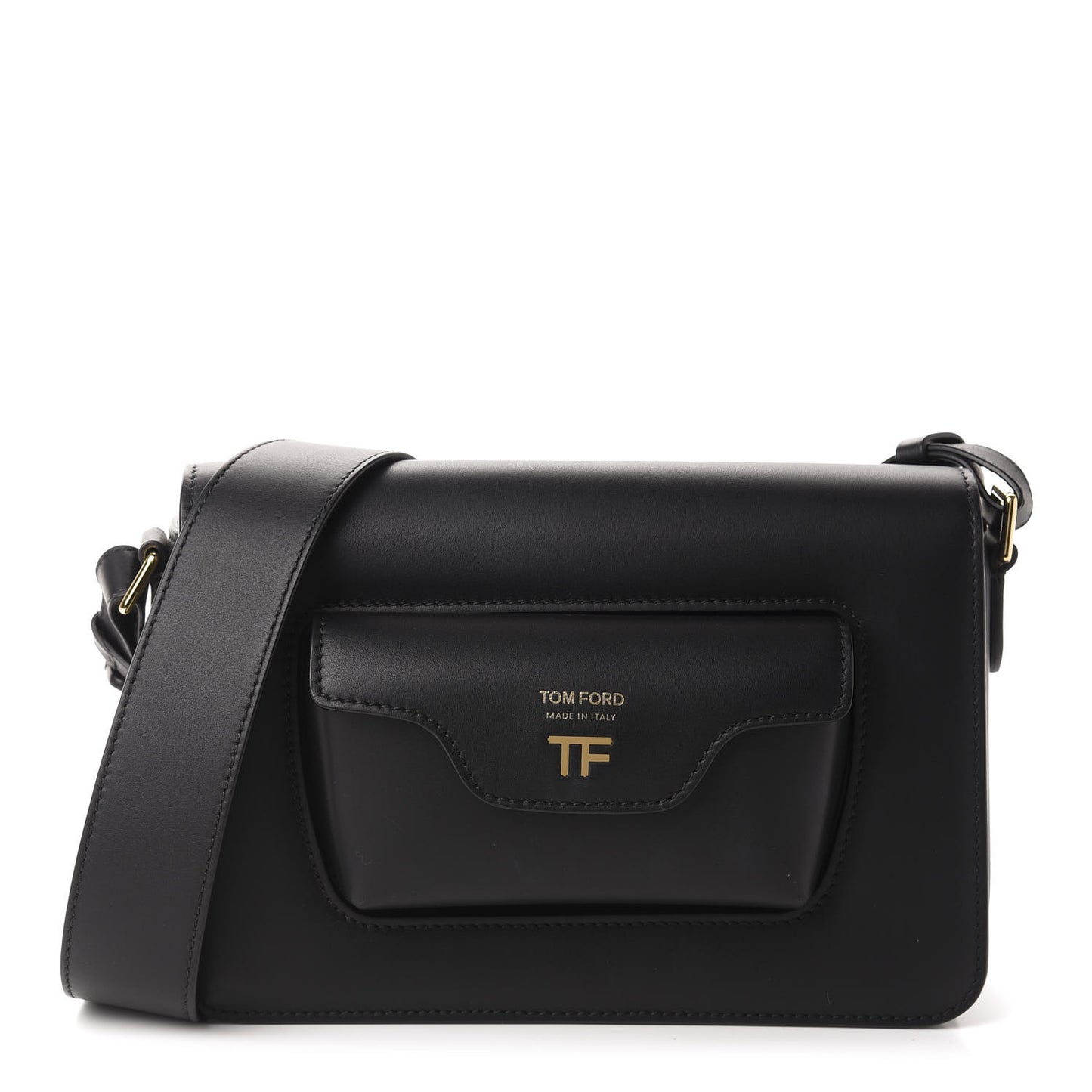 Calfskin Hollywood T Twist Shoulder Bag Black