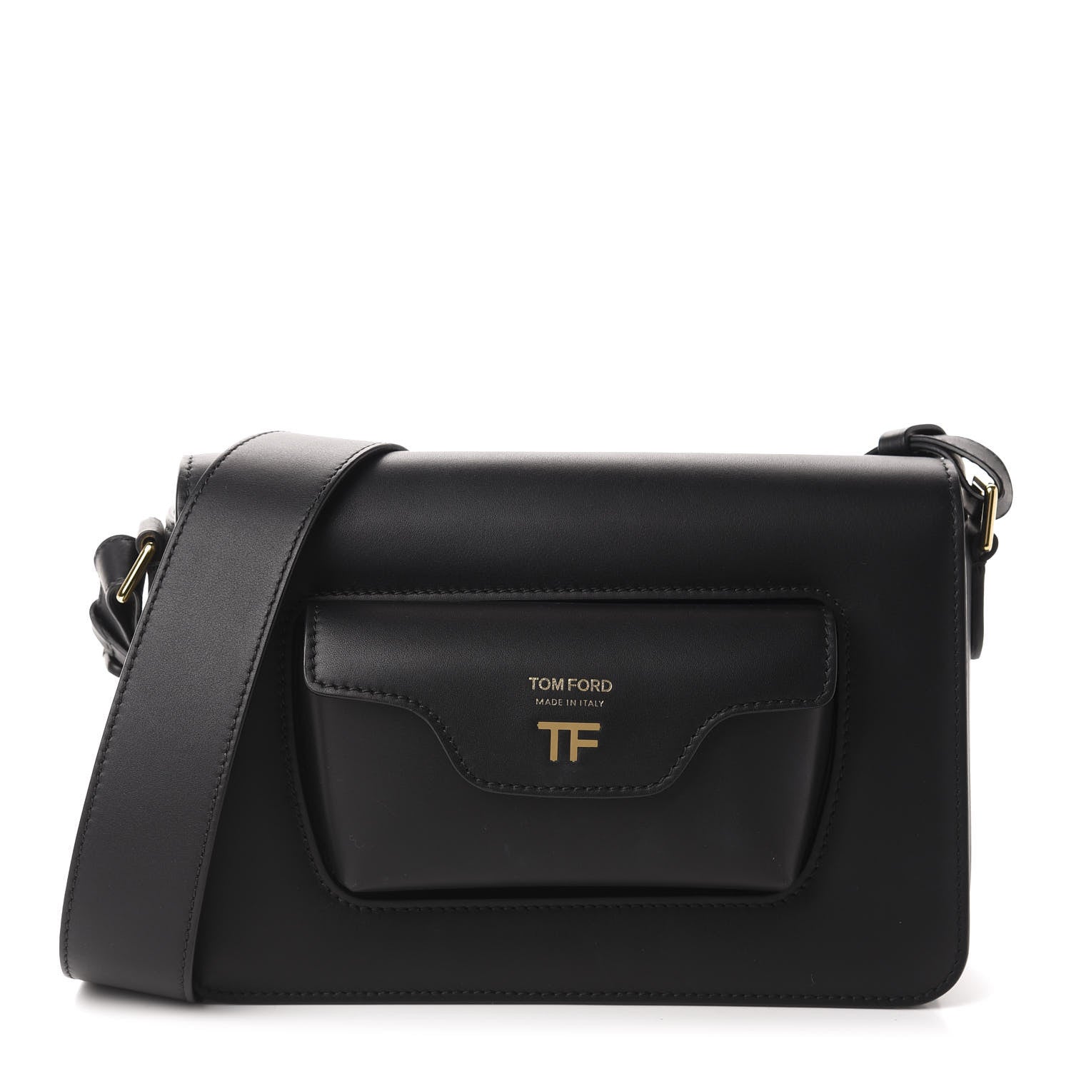 Tom Ford Calfskin Hollywood T Twist Shoulder Bag Black 1 of 10