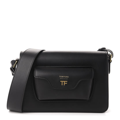 Tom Ford Calfskin Hollywood T Twist Shoulder Bag Black 1 of 10