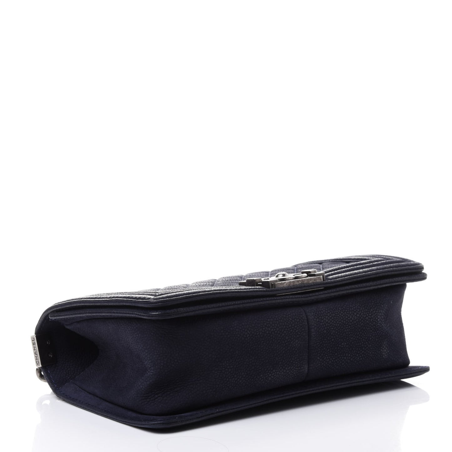 Iridescent Caviar Quilted Medium Boy Flap Dark Blue