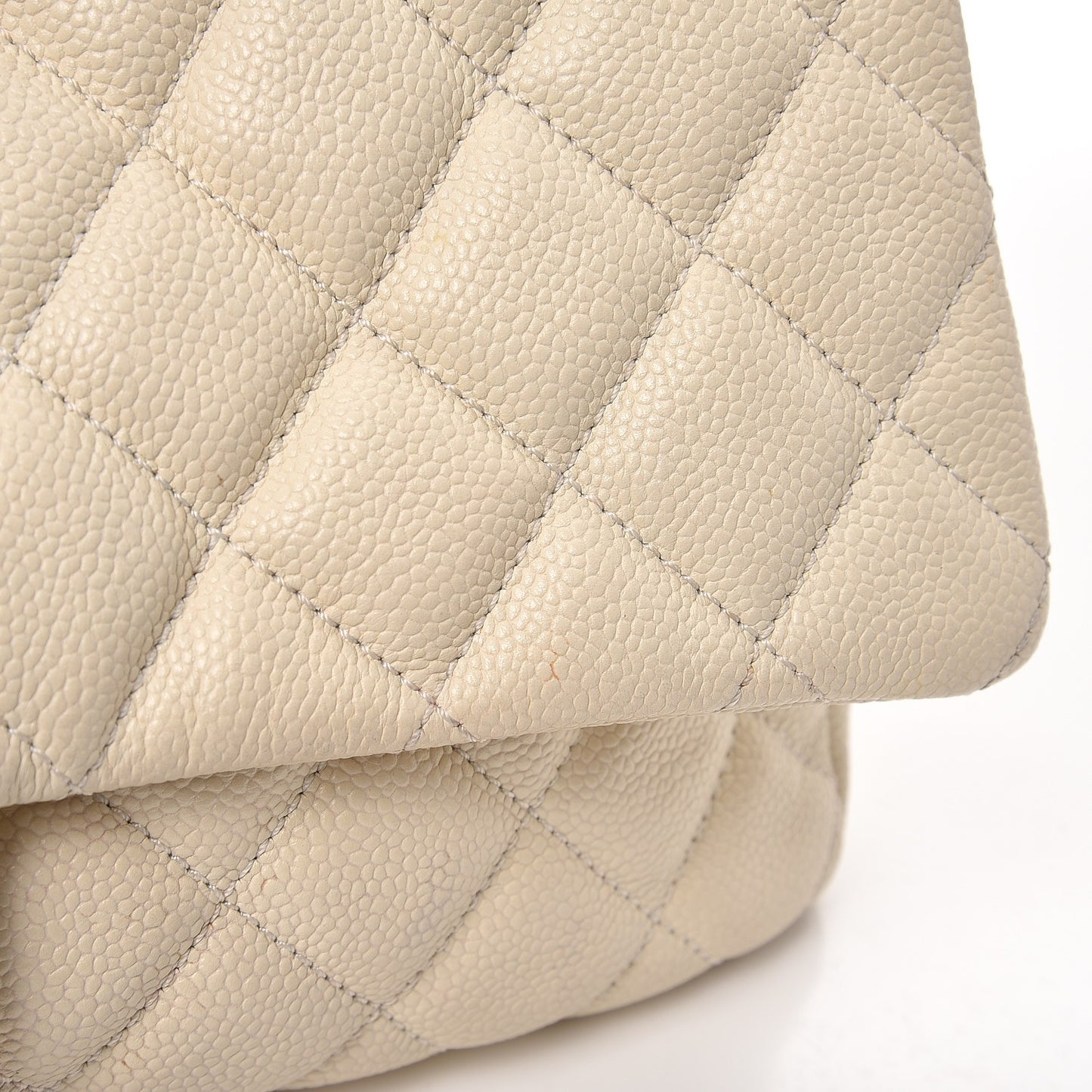 Caviar Quilted Jumbo Easy Flap Dark White