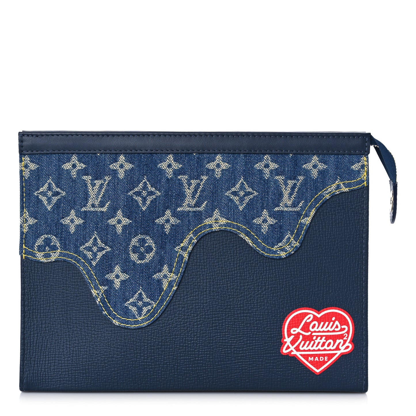 X NIGO Taurillon Monogram Denim Drip Pochette Voyage MM Blue