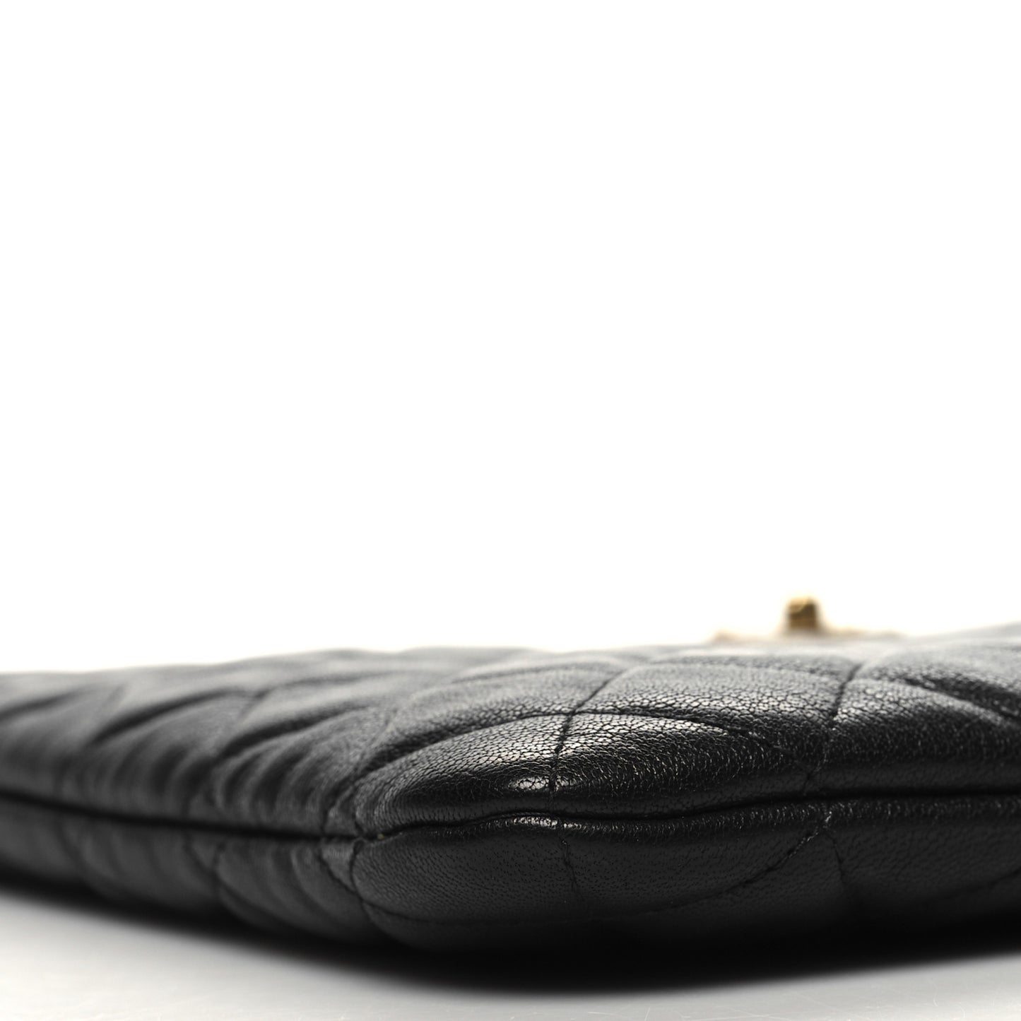 Sheepskin Quilted Large Vintage Mademoiselle Cosmetic Case Black