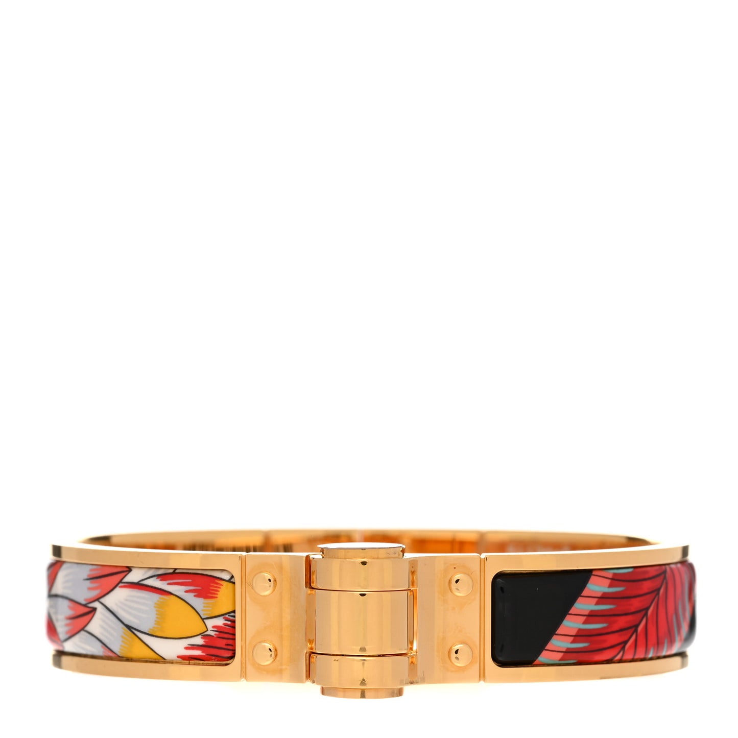Enamel Printed Narrow Charniere Savana Dance Hinged Bracelet S Futurisme