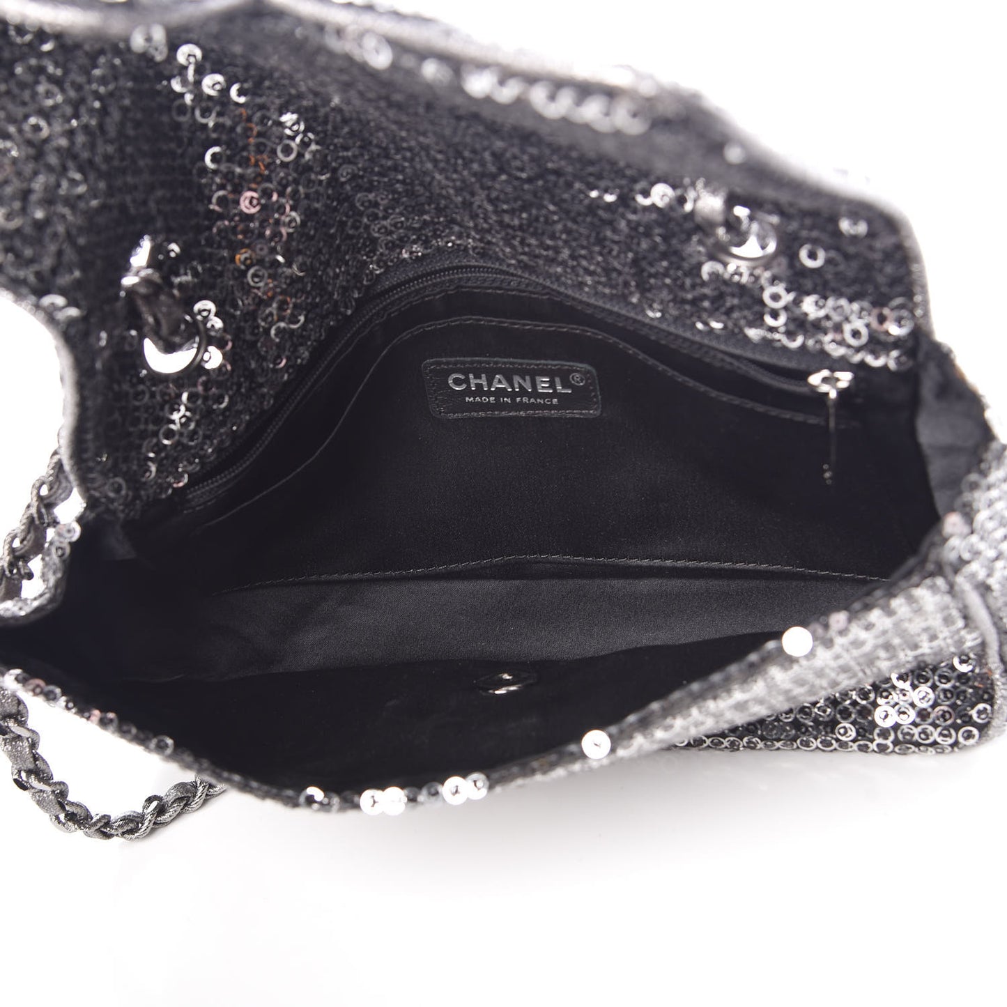 Sequin Mesh Medium Single Flap Silver