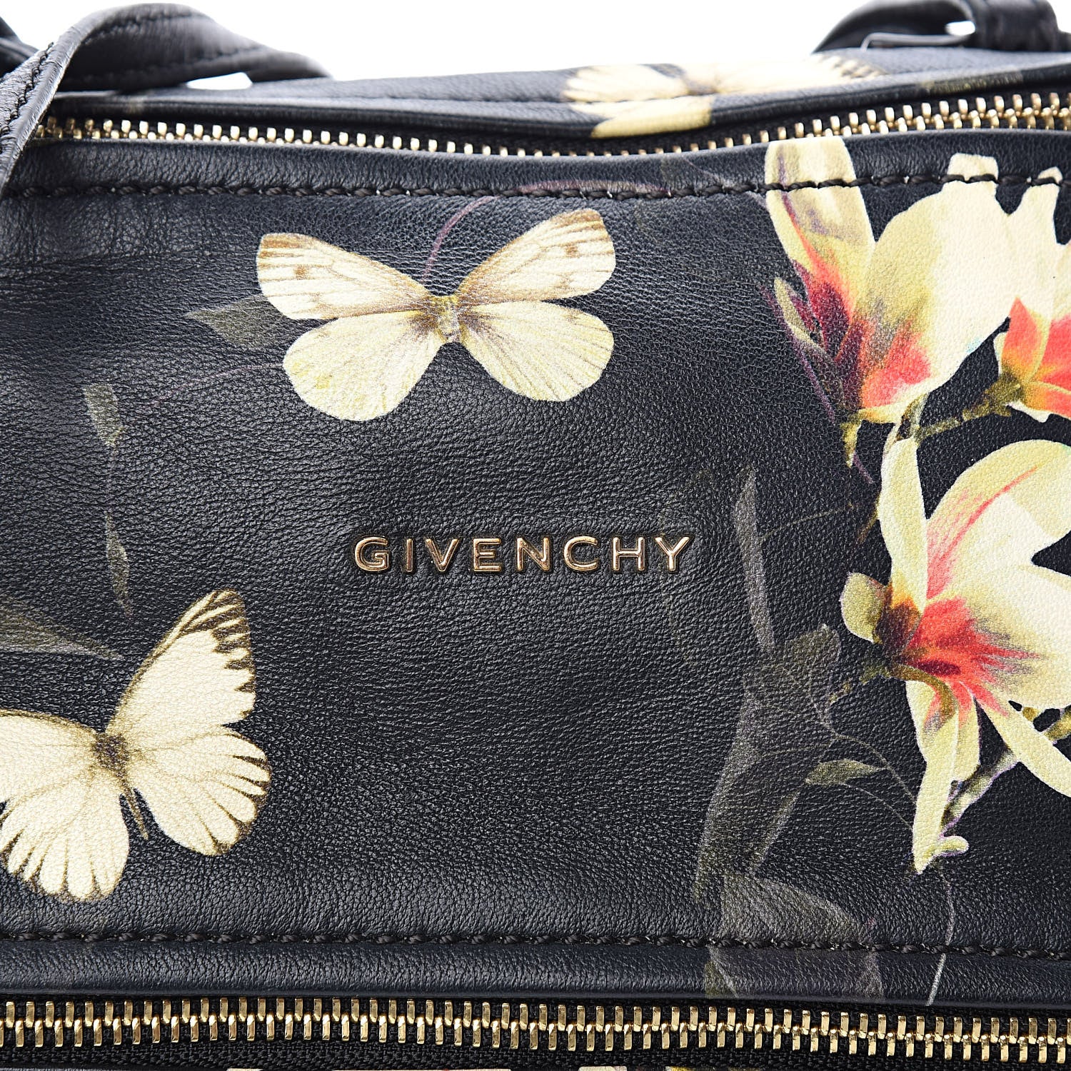 Givenchy Lambskin Magnolia and Moth Print Mini Pandora Black 10 of 10