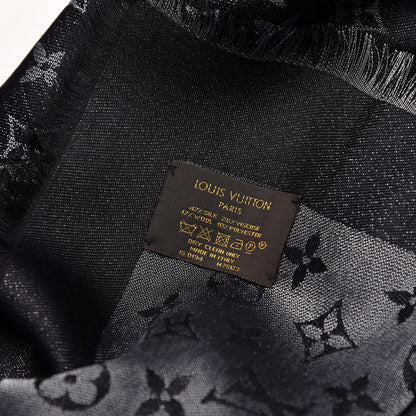 Louis Vuitton Silk Lurex Wool Monogram Shine Shawl Black 3 of 5