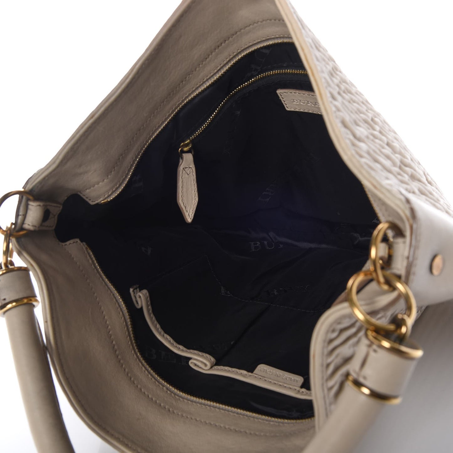 Lambskin Plisse Studded Hobo Natural