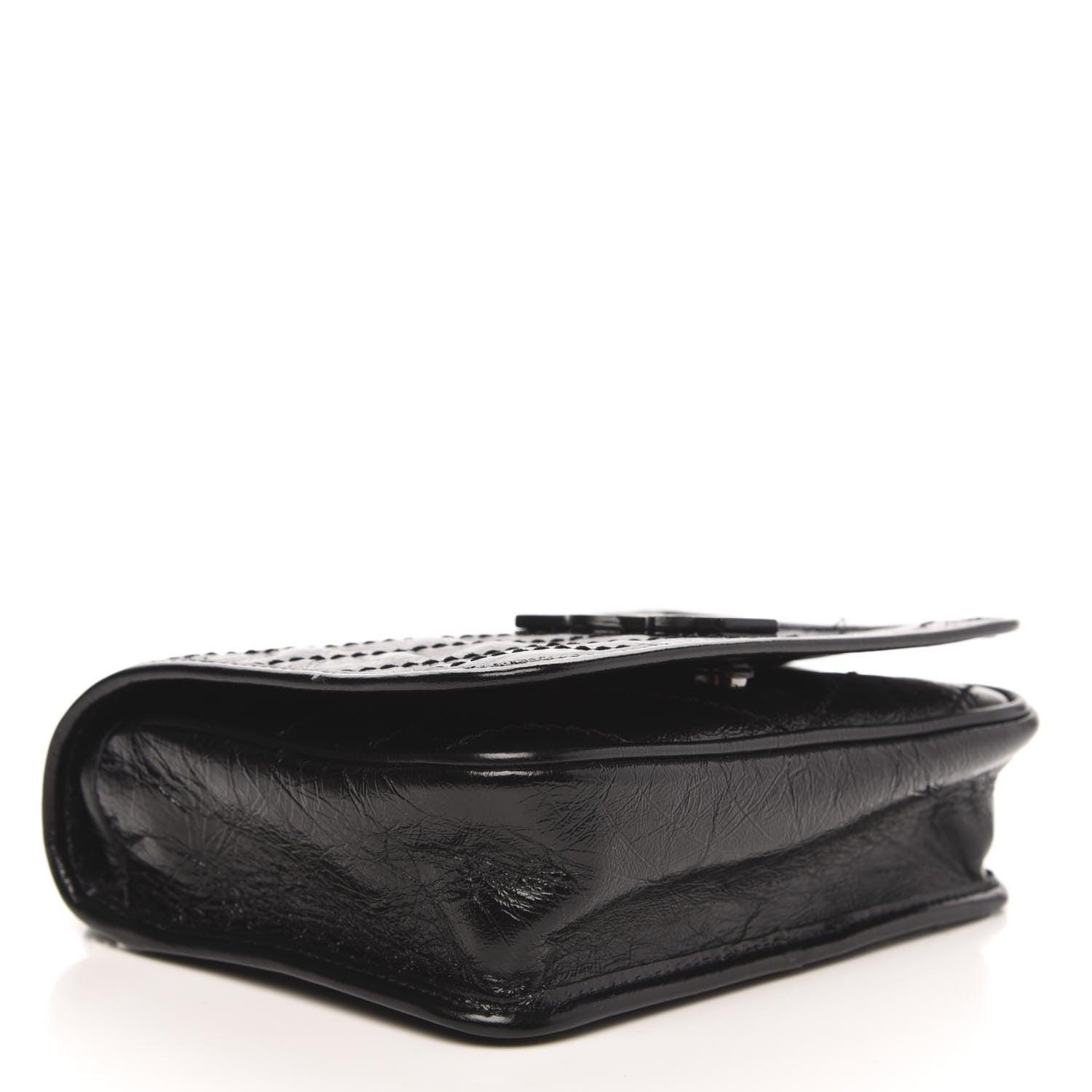 Saint Laurent Crinkled Calfskin Matelasse Monogram Niki Chain Wallet Black 5 of 9