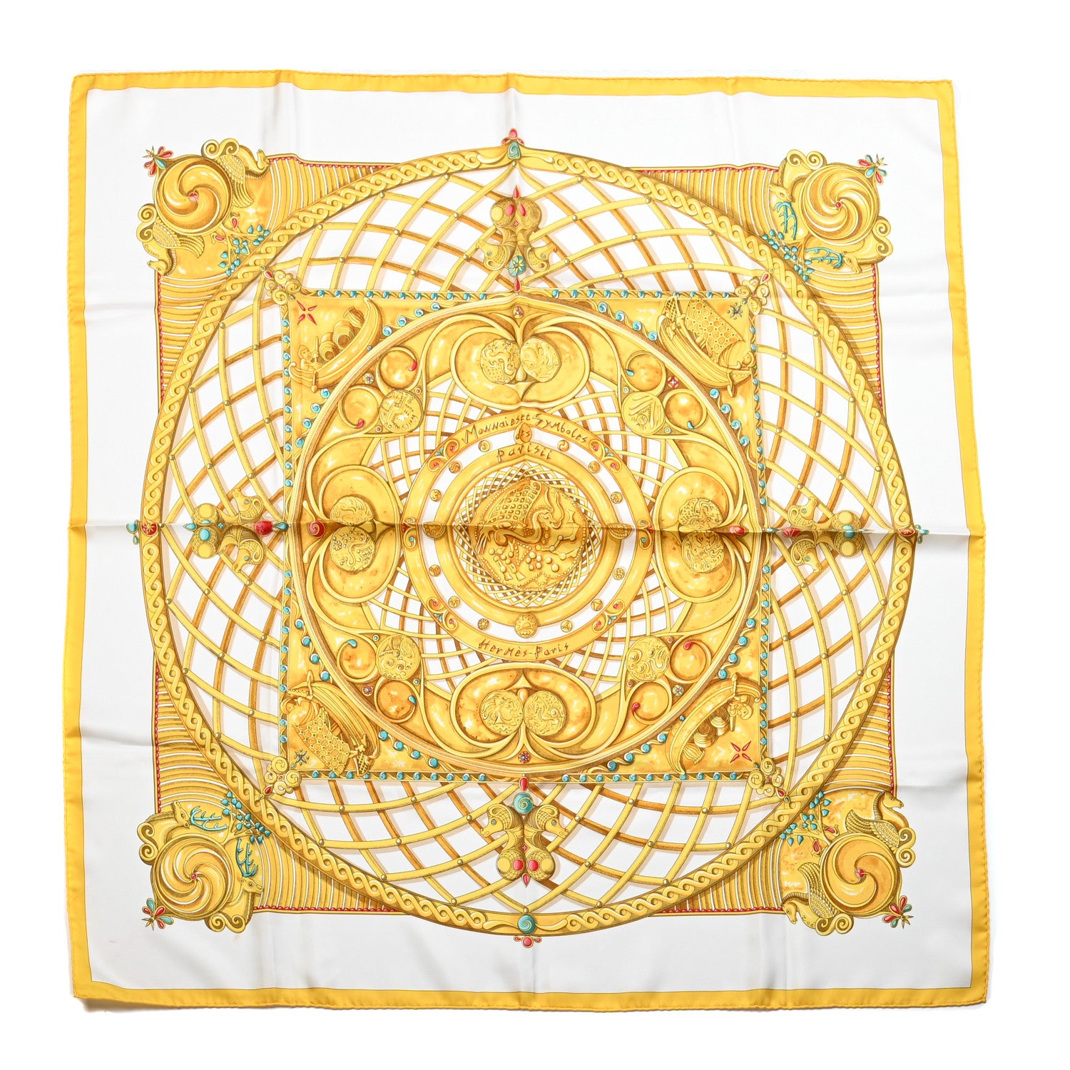 Hermes Silk Monnaies Et Symboles De Parisii Scarf 90 1 of 5