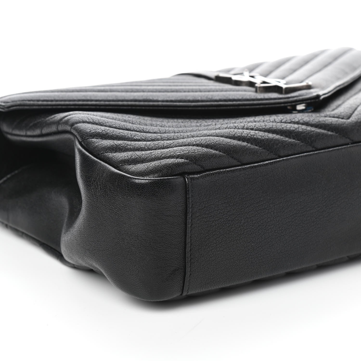 Saint Laurent Sheepskin Matelasse Chevron Monogram Monochrome Large College Satchel Black 8 of 9