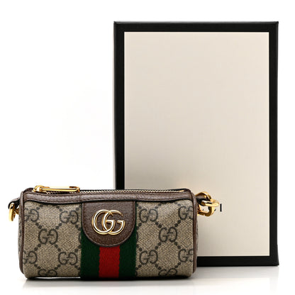 Gucci GG Supreme Monogram Web Ophidia Barrel Coin Purse Beige New Acero 6 of 6