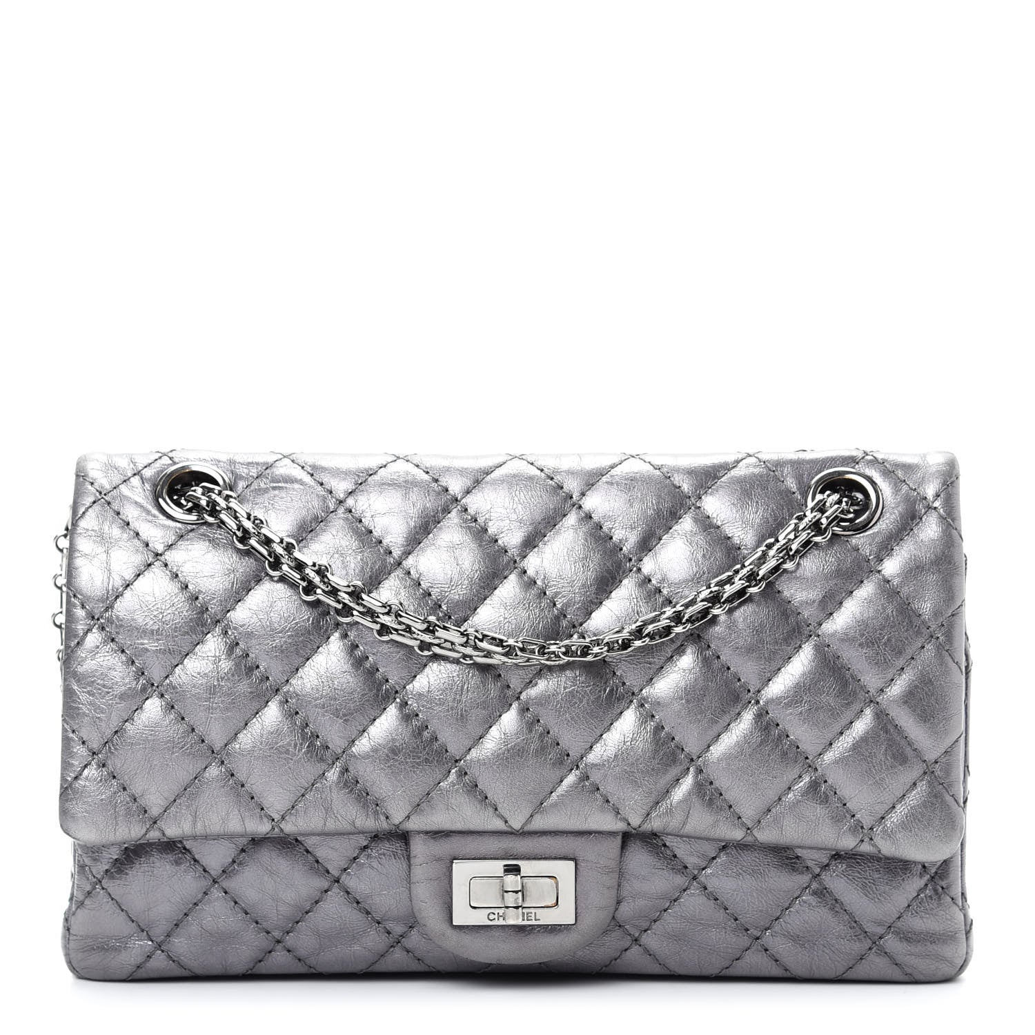 Chanel Metallic Aged Calfskin Quilted 2.55 Reissue 225 Flap Silver 3 of 11