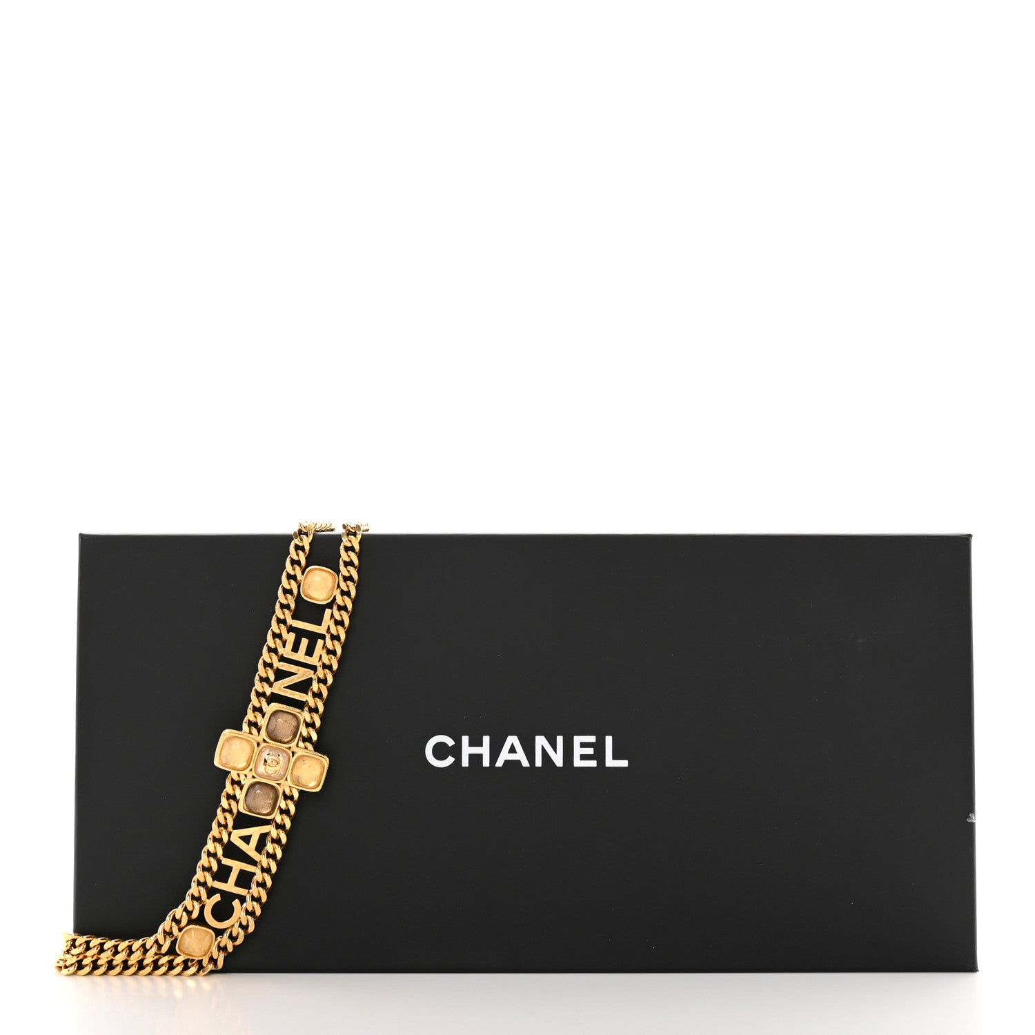 Chanel Metal Natural Stones Logo Chain Belt 85 85/34 Gold 4 of 4