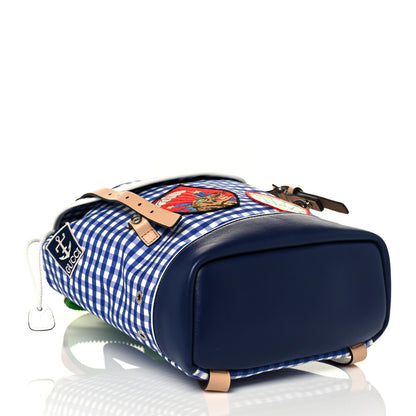 Gucci Coated Canvas Childrens Gingham Backpack Blue White 4 of 14