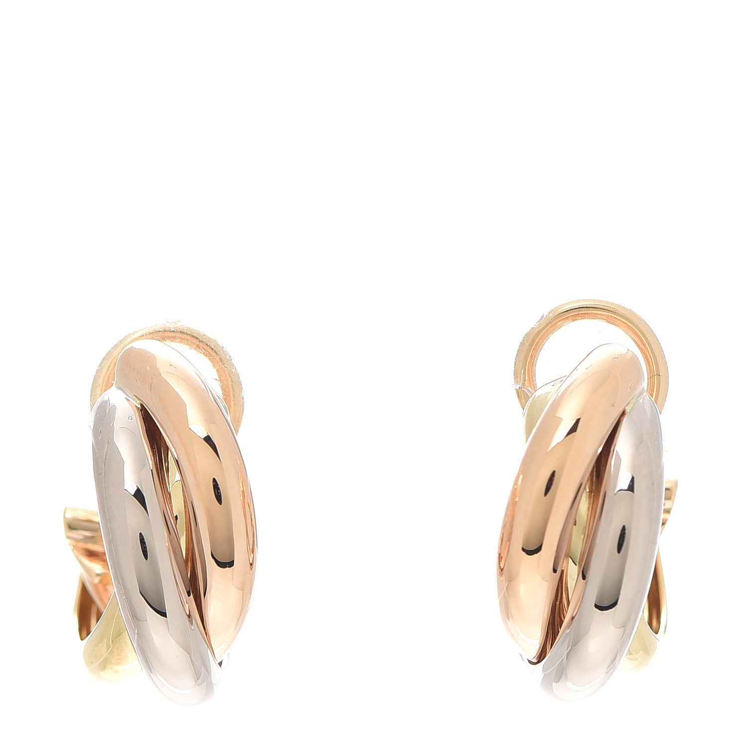 Cartier 18K Pink Yellow White Gold Small Trinity Earrings 1 of 6
