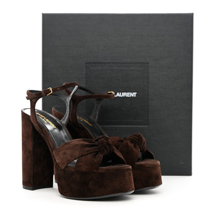 Saint Laurent Suede Bianca 85 Platform Sandals 38.5 Brown 11 of 11