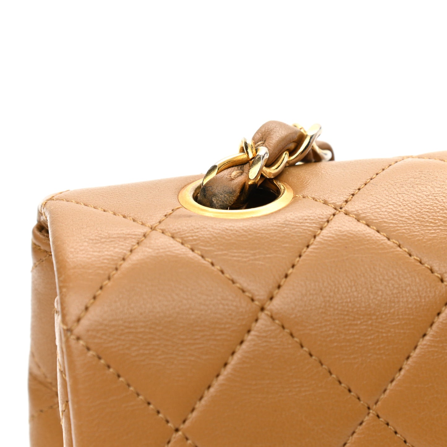 Lambskin Quilted Small Single Flap Beige