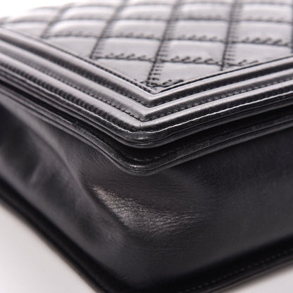 Chanel Calfskin Embossed Stitch Large Boy Flap Black 8 of 19