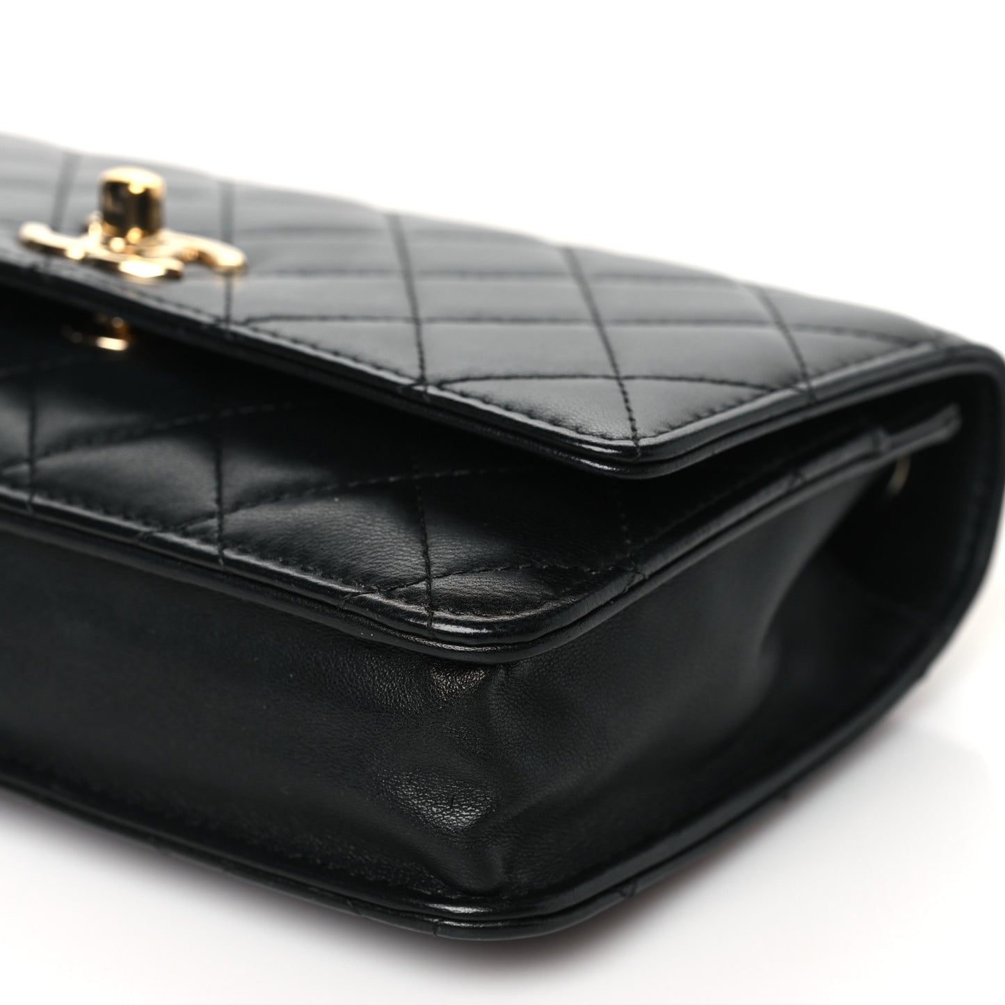 Lambskin Quilted Trendy CC Wallet On Chain WOC Black