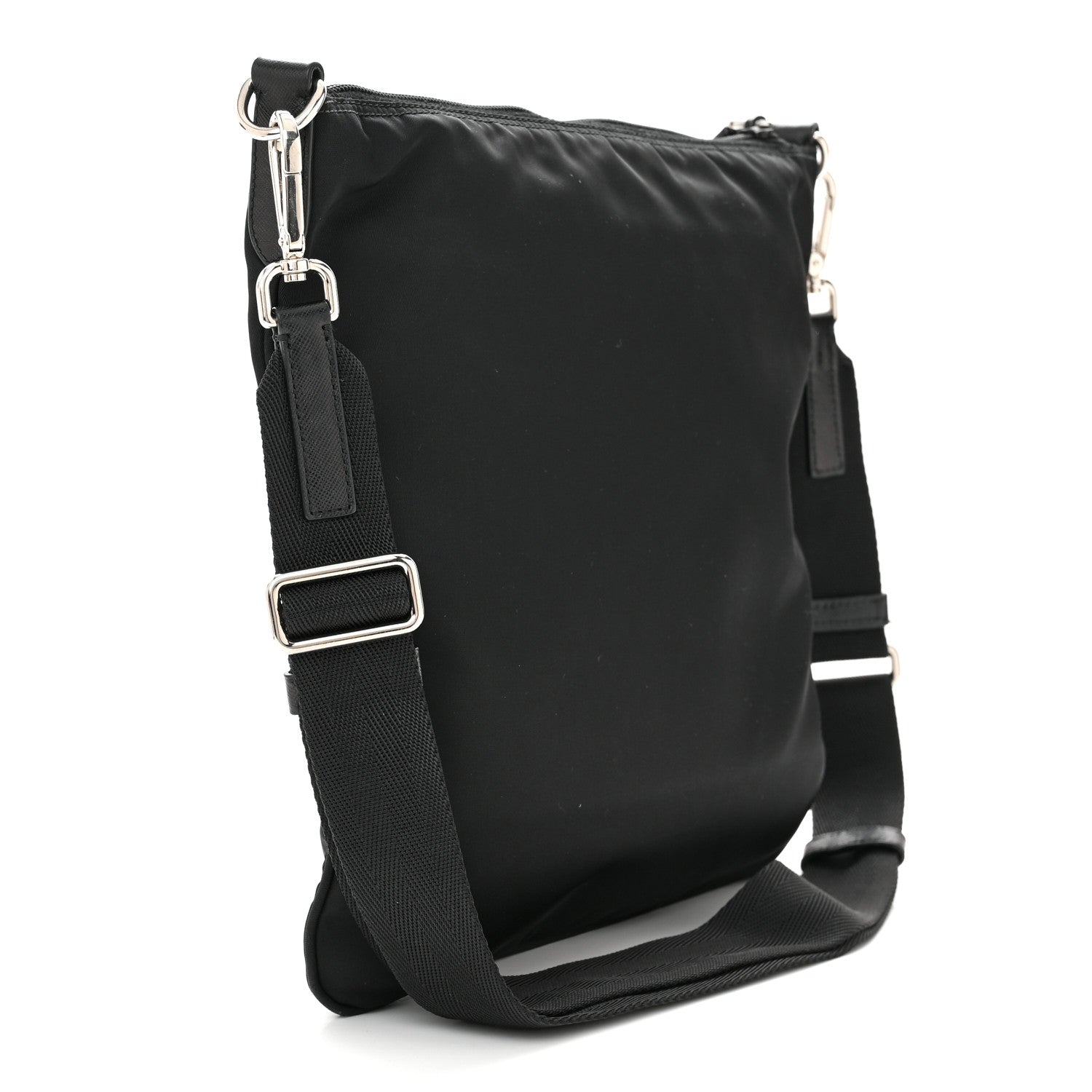 Prada Tessuto Nylon Saffiano Flat Messenger Bag Black 2 of 10