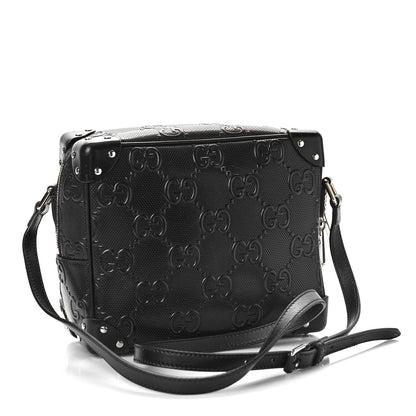 Gucci Calfskin GG Tennis Embossed Square Messenger Bag Black 2 of 8