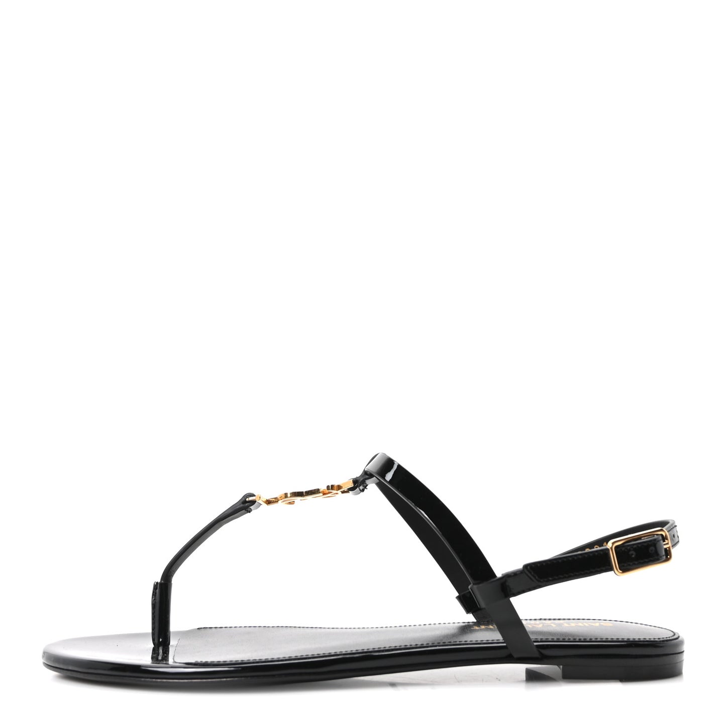 Patent Calfskin Cassandra Monogram Sandals 37 Black