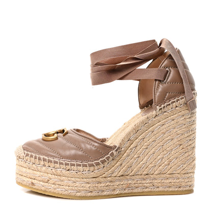 Gucci Nappa Matelasse GG Marmont Ankle Wrap Platform 35/120mm Espadrille Wedges 36.5 Porcelain Rose 1 of 8