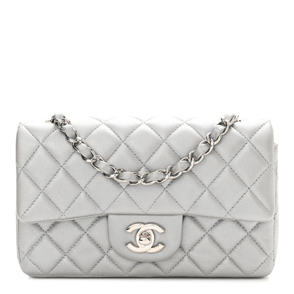 Chanel Metallic Lambskin Quilted Mini Rectangular Flap Silver 1 of 11