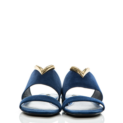 Louis Vuitton Suede Bayfront Mule 37 Blue 2 of 8