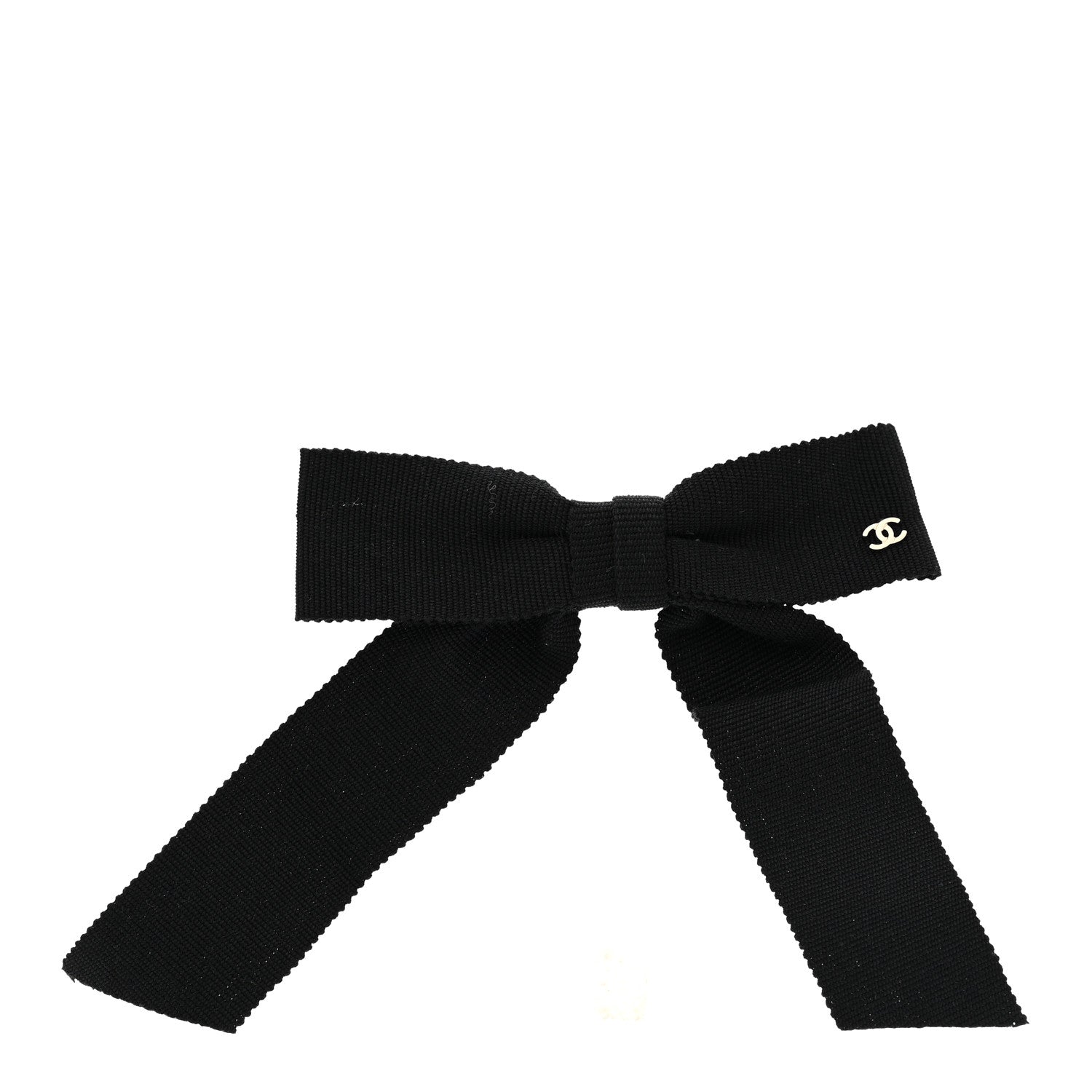Chanel Grosgrain Bow CC Hair Clip Black 1 of 4