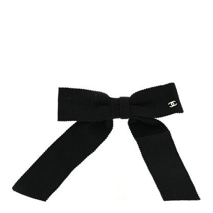 Chanel Grosgrain Bow CC Hair Clip Black 1 of 4