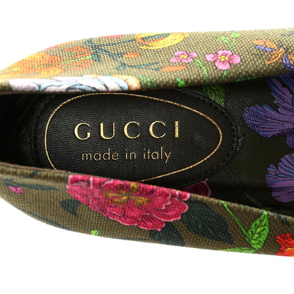 Gucci Sepang Flora Faded Canvas GG Marmont Ballerina Flats 39 Dark Green 8 of 10