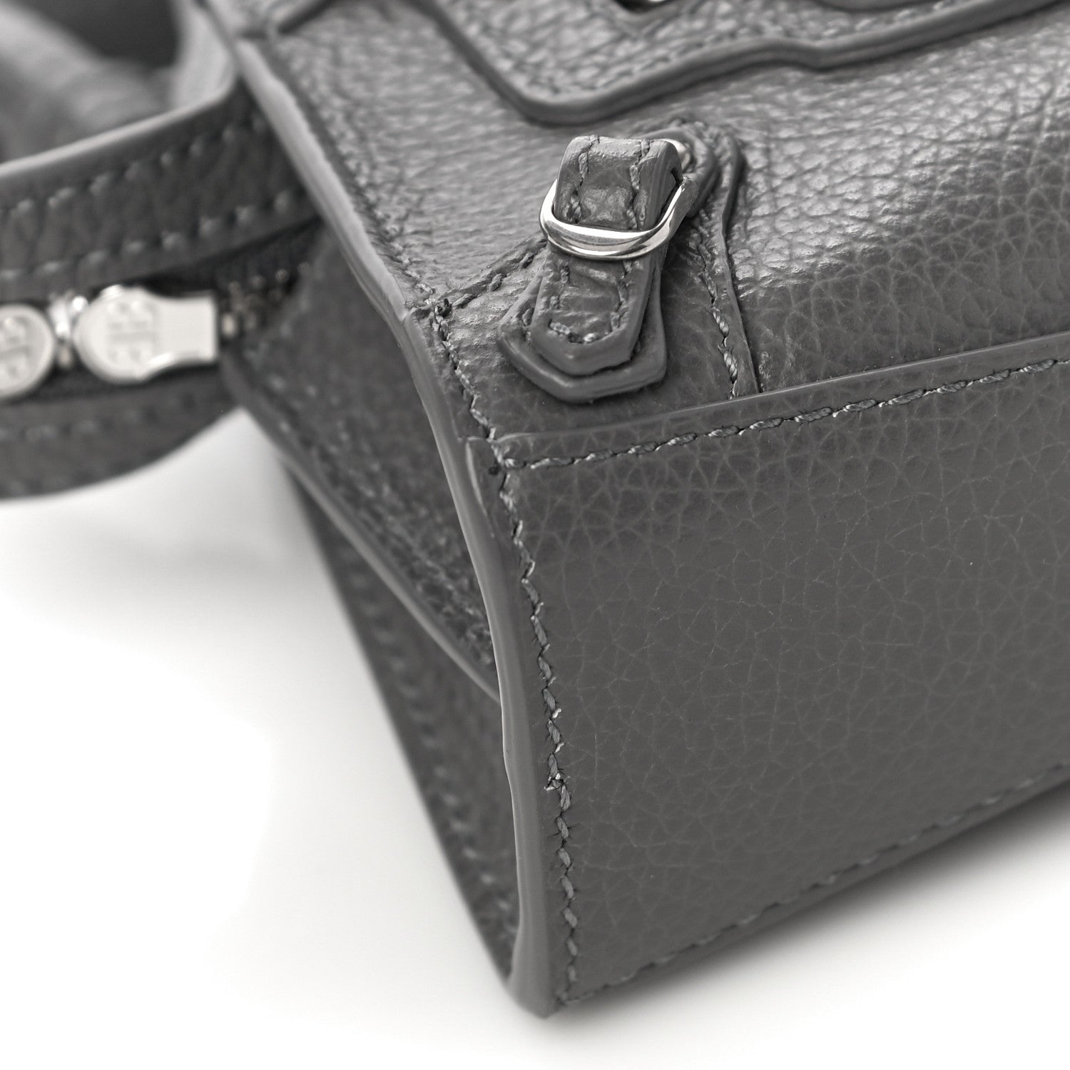 Balenciaga Grained Calfskin Neo Classic Silver Hardware Super Nano City Crossbody Dark Grey 8 of 9