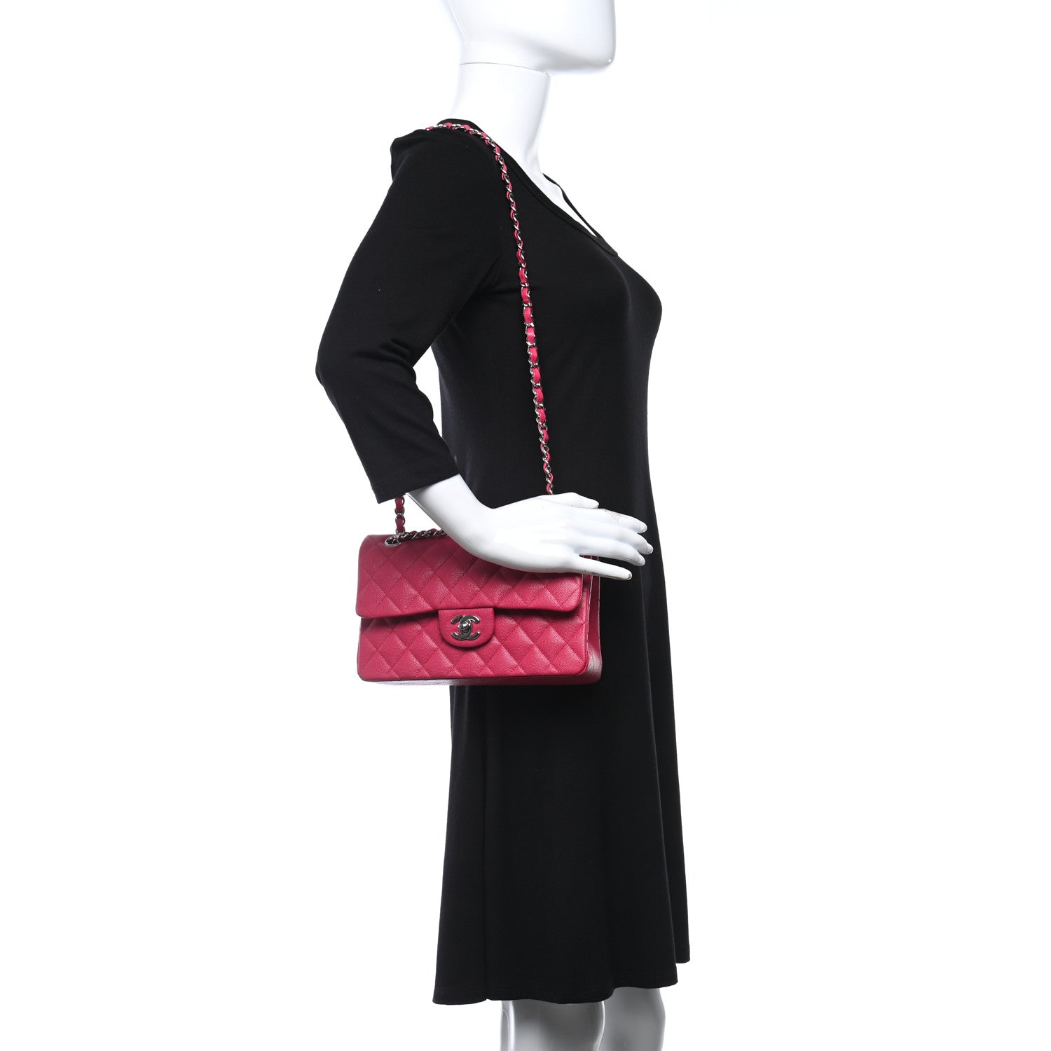 Chanel Caviar Quilted Small Double Flap Dark Pink 2 of 9