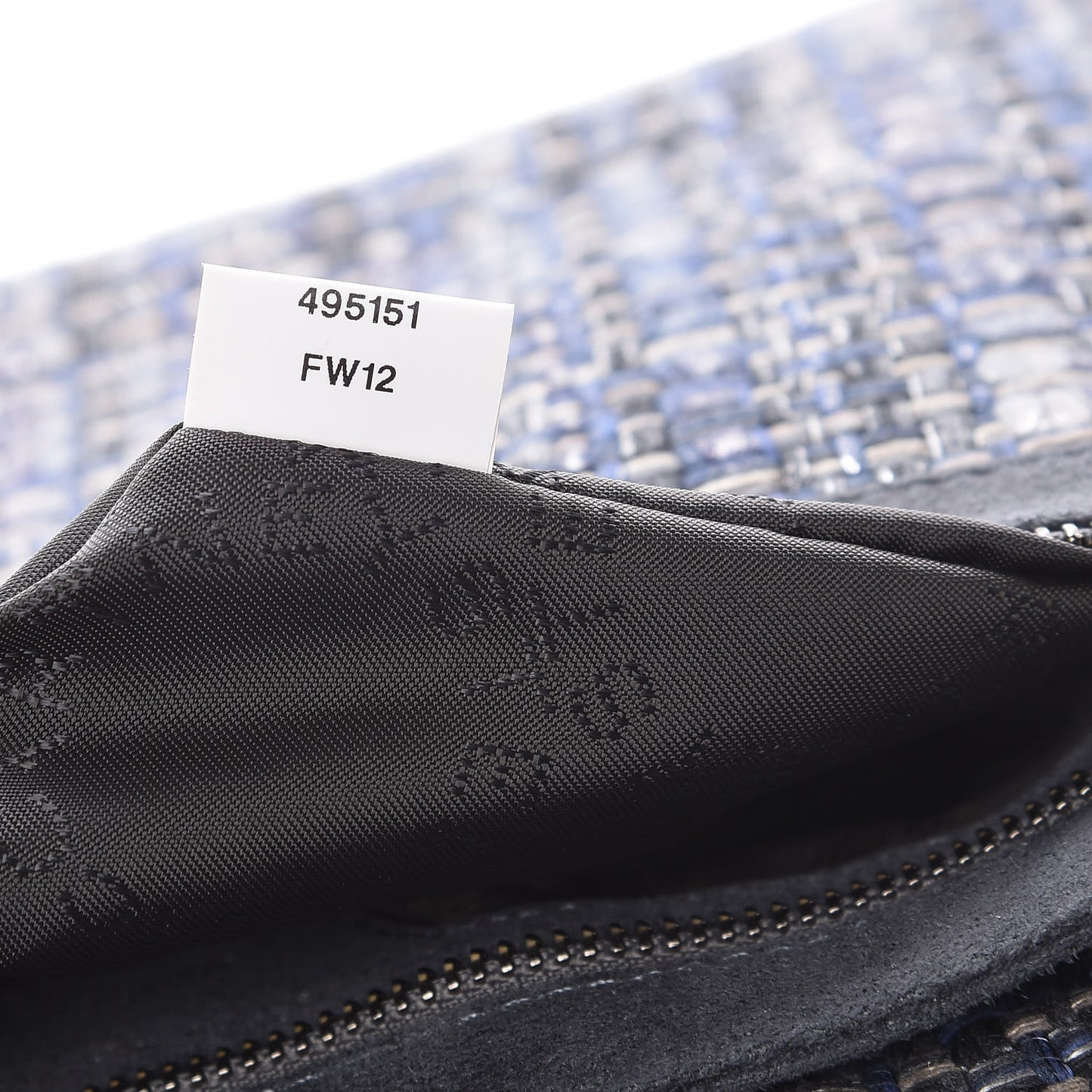 Woven Boucle Fold Over Falabella Clutch Blue
