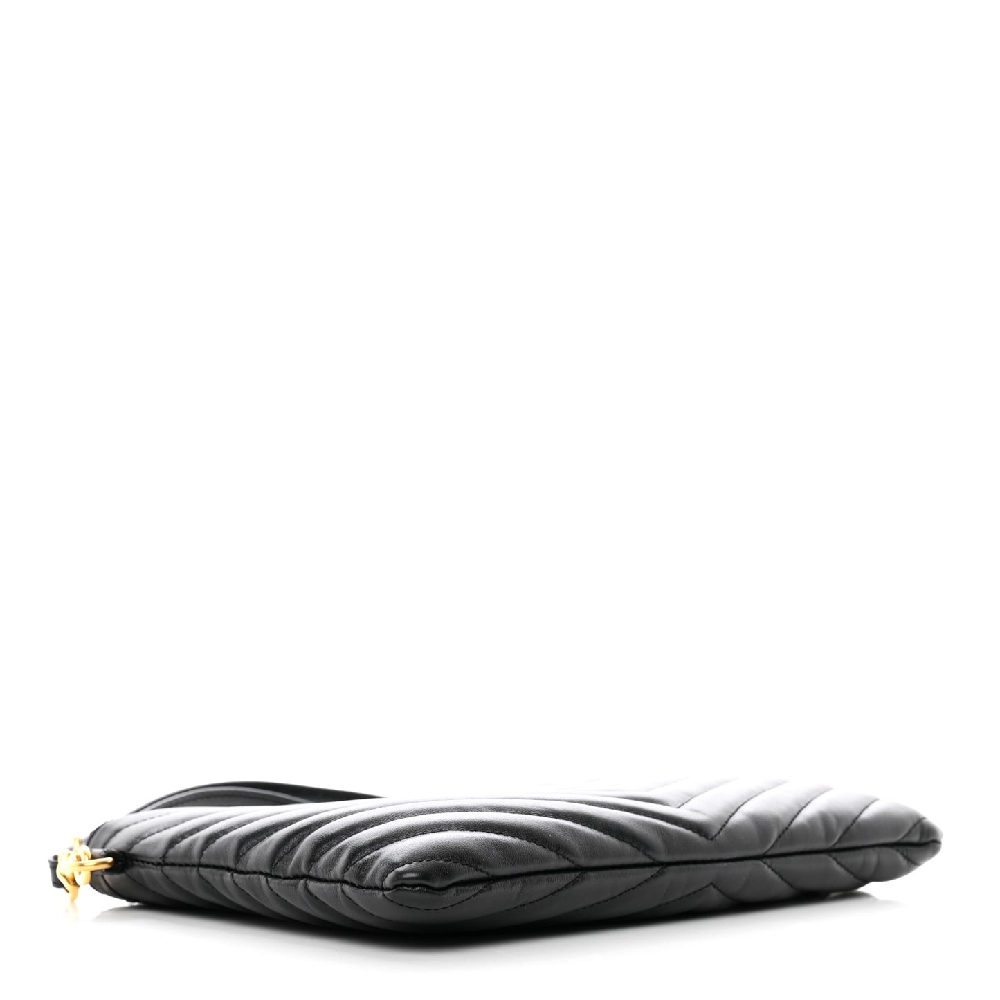 Calfskin Matelasse Chevron Monogram A5 Wristlet Black