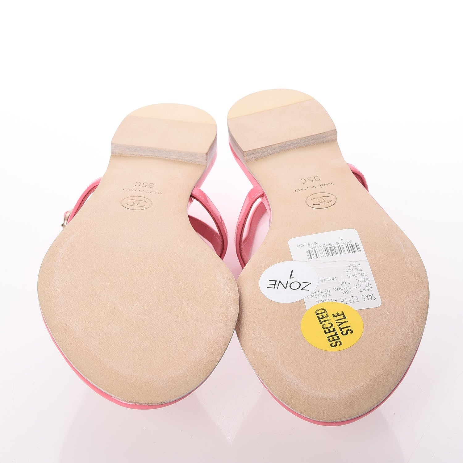 Chanel Patent Calfskin CC Logo Thong Sandals 35 Pink 5 of 8