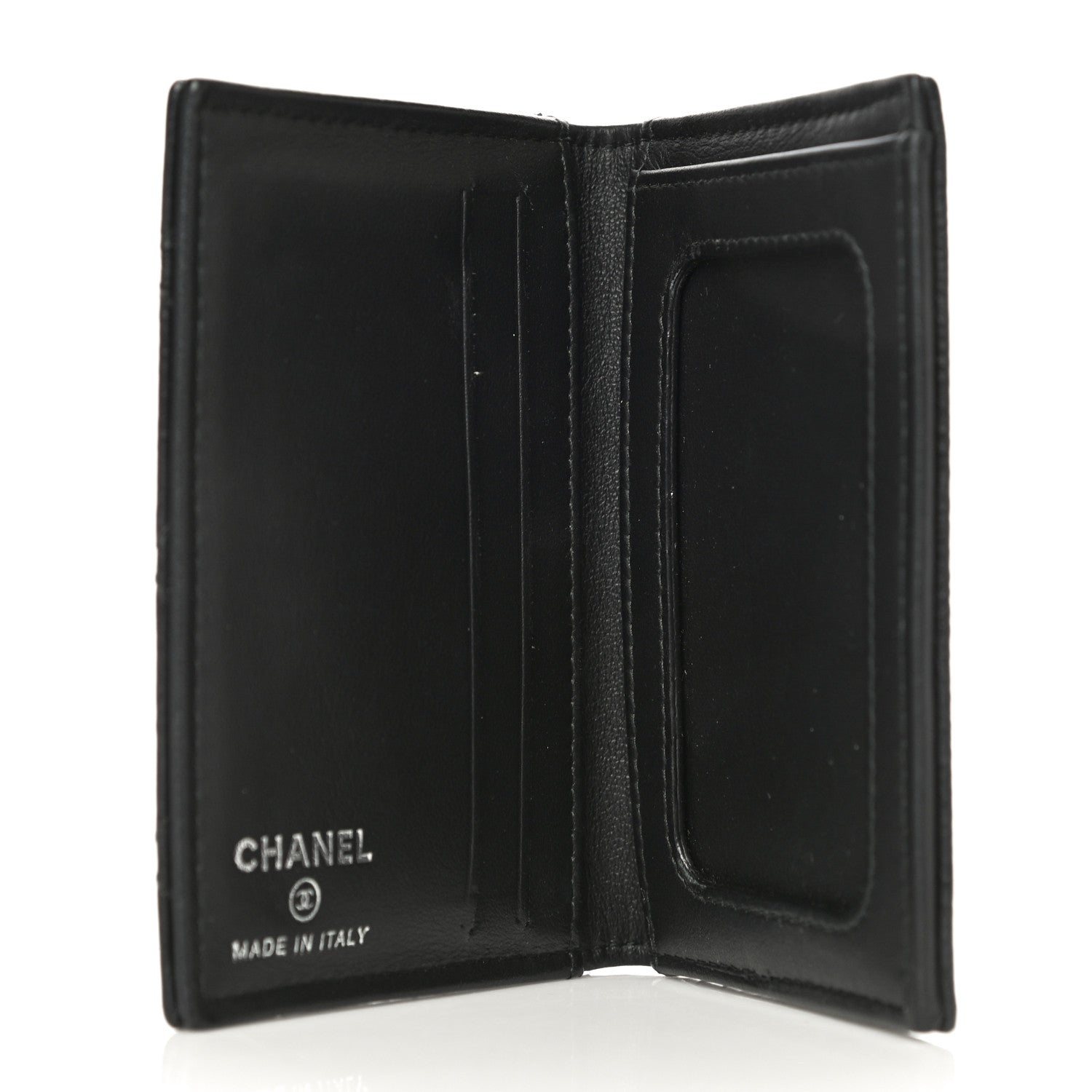 Chanel Crumpled Calfskin Quilted Card Holder Wallet So Black 5 of 13