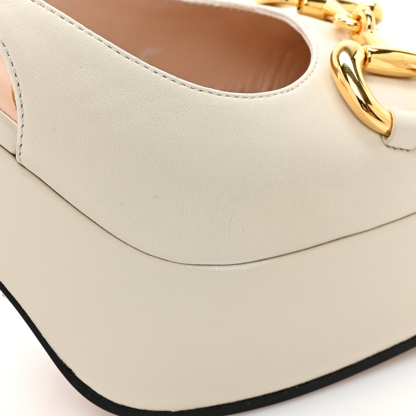 Nappa Horsebit Platform 35/120mm Slingback Pumps 37 New Mystic White