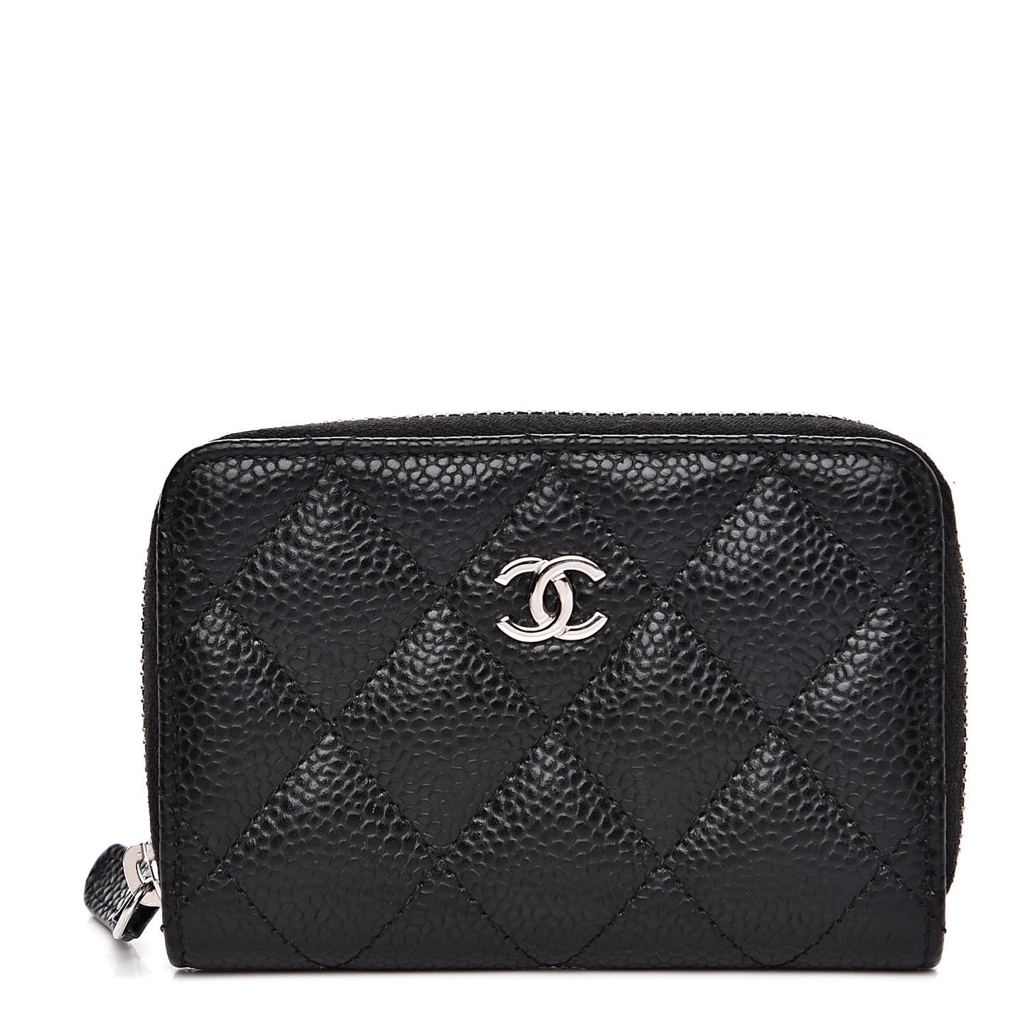 Caviar Quilted Zip Coin Purse Black