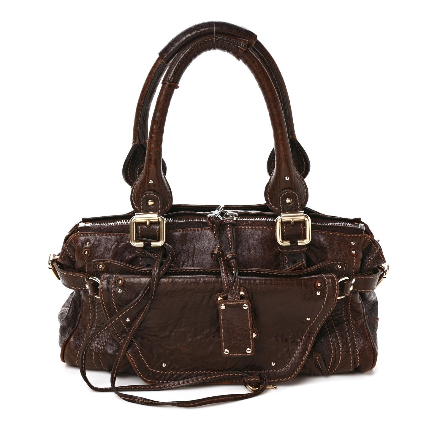 Calfskin Medium Paddington Capsule Satchel Brown