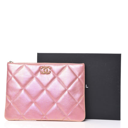 Chanel Iridescent Calfskin Quilted Large 19 Cosmetic Case Pink 12 of 12