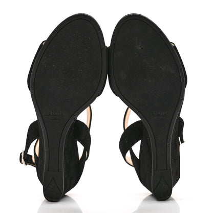 Prada Velvet Platform Sandals 37.5 Black 5 of 11